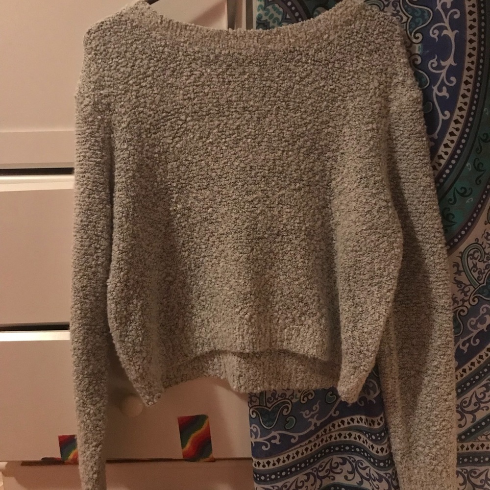 Multi Grey Toned Cropped Knitted Sweater
